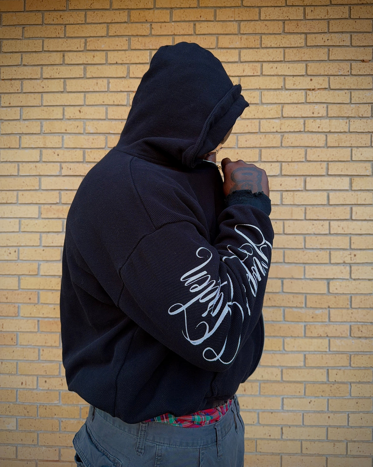 signature waffle knit zip-up