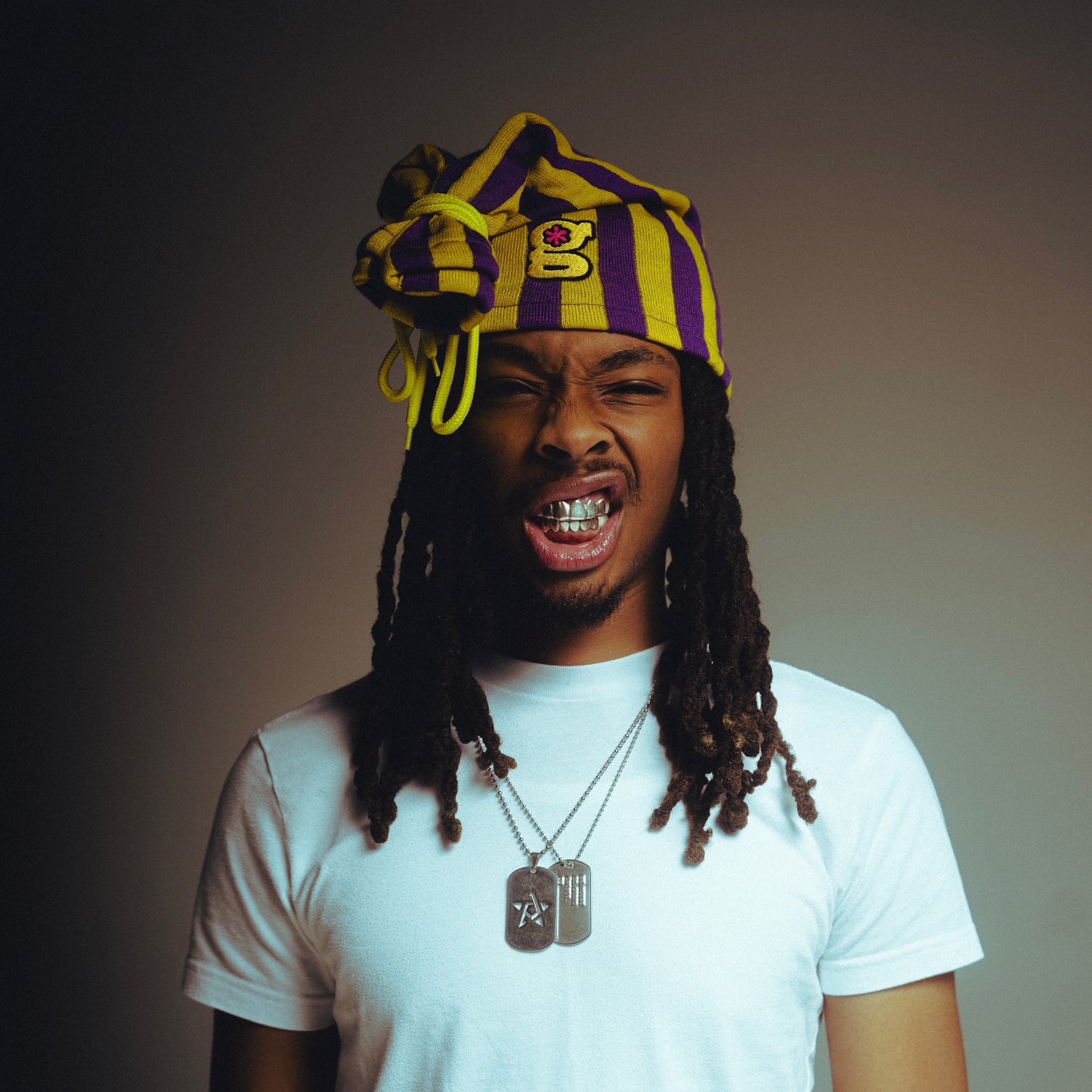 lakers pinstripe beanie