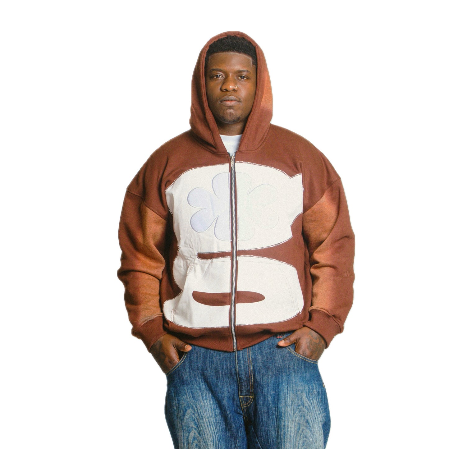 g-flower zip up (brown)