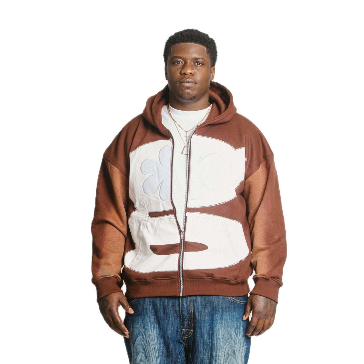 g-flower zip up (brown)