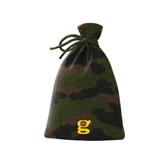 camo tied top beanie