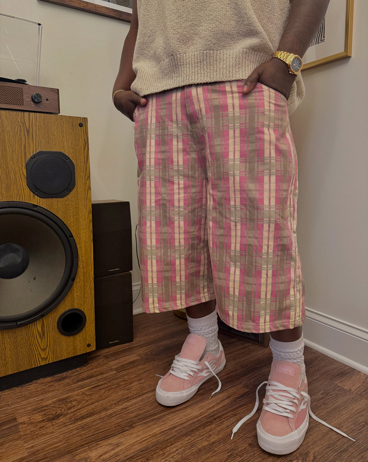 salmon plaid shorts