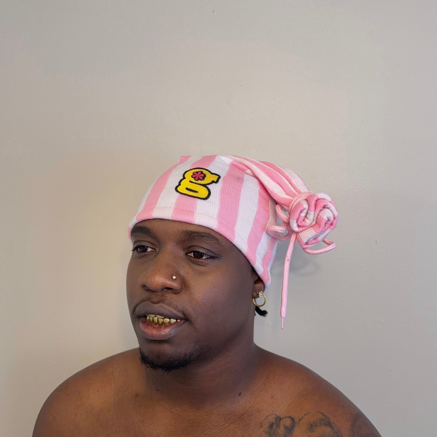 pink pinstripe beanie