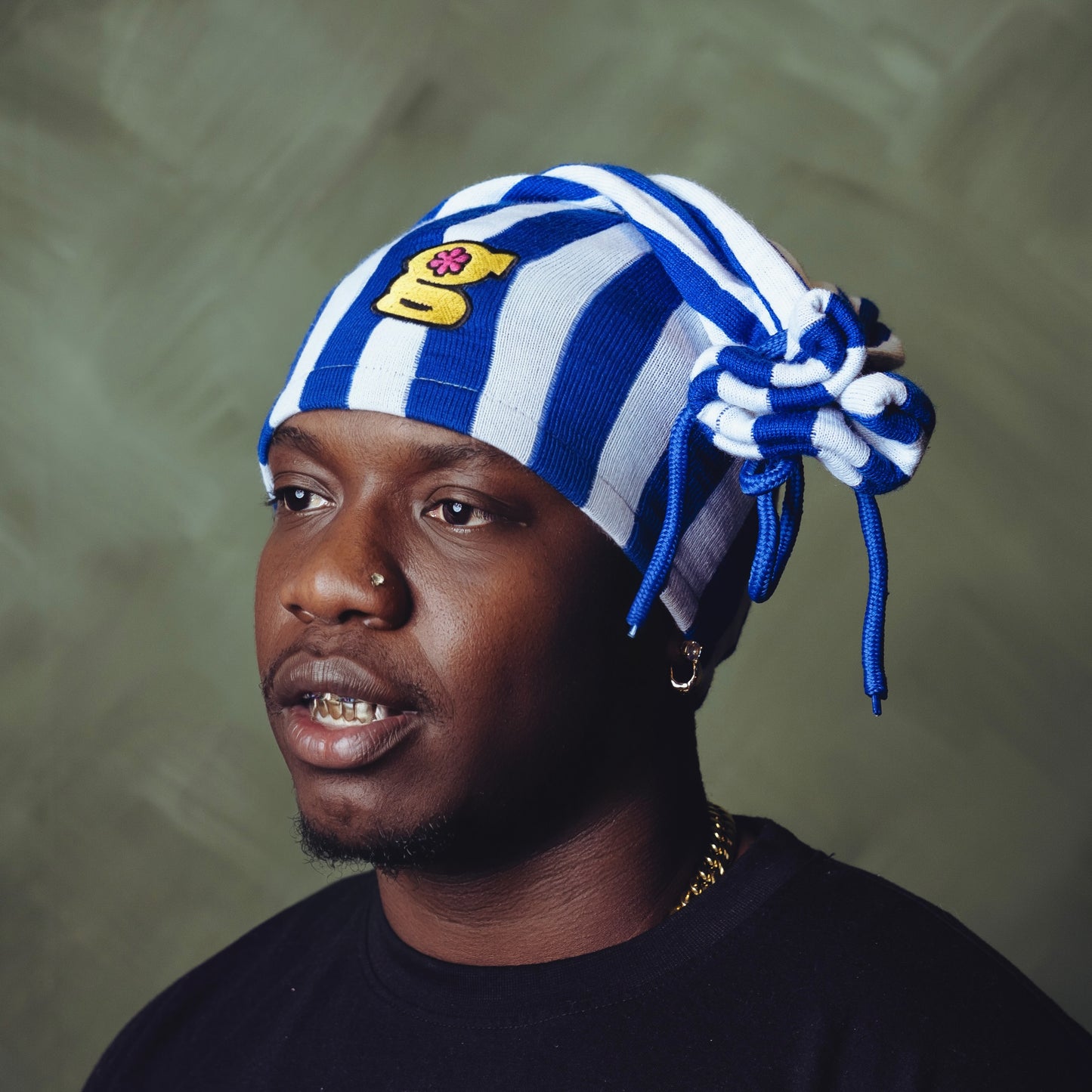 blue pinstripe beanie