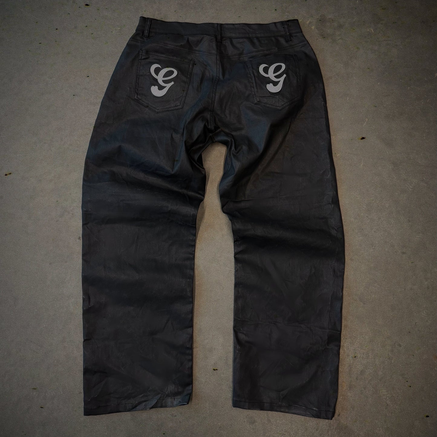 charcoal black wax denim
