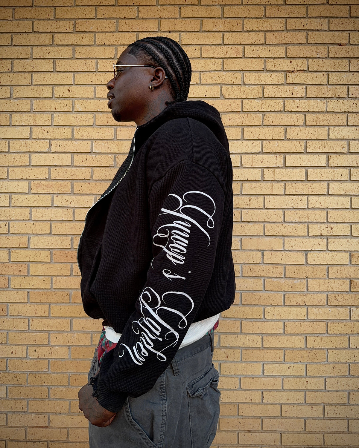 signature waffle knit zip-up