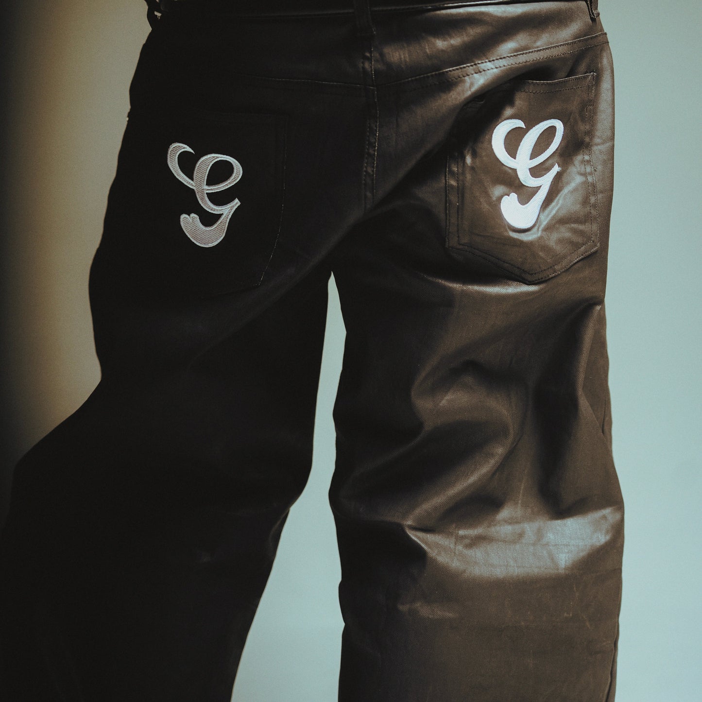 charcoal black wax denim