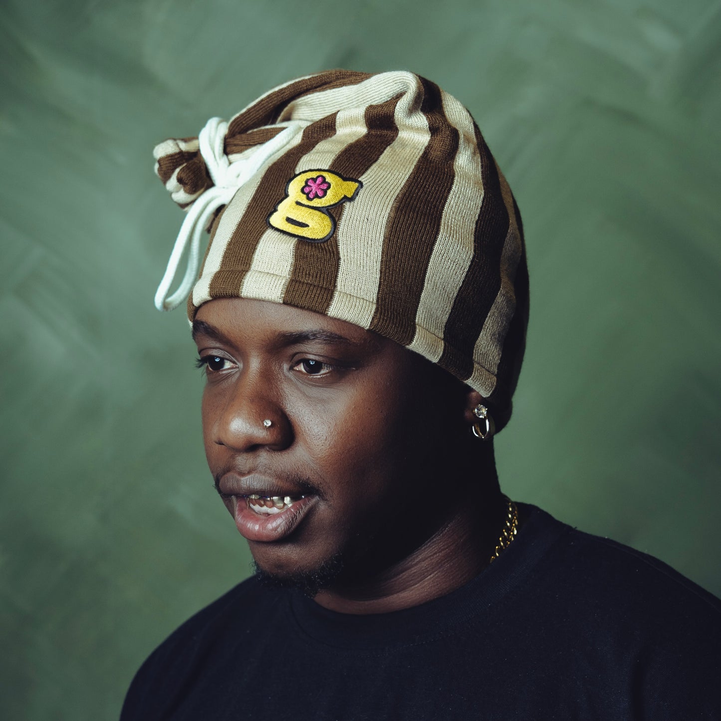 mocha pinstripe beanie